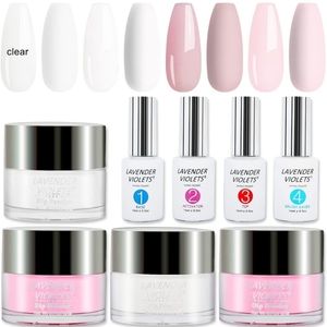 💅 Lavender Violets Dip Powder Nail Kit Acrylic Starter Set Clear White Pink 💰